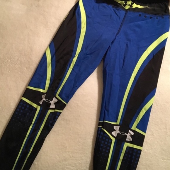 Royal Blue and Neon Yellow Under Armour Leggings - Picture 2 of 4