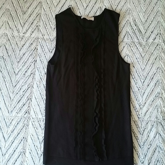 LOFT sleeveless sweater with ruffle front SZ Med