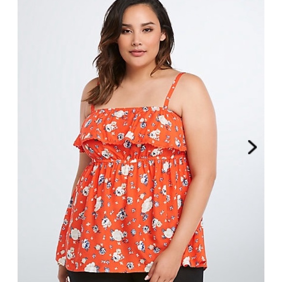 Floral ruffle tank top
