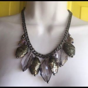 Handmade boho chic smoky gray statement necklace