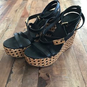 Tory Burch black leather platform