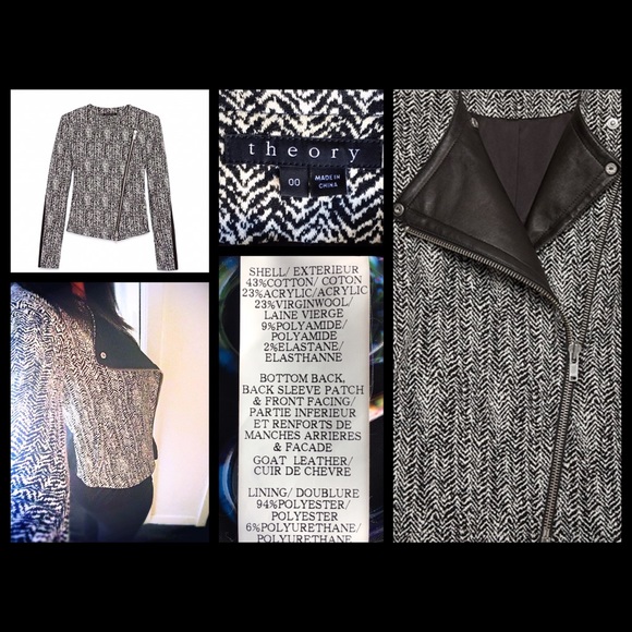 Theory Joean Herringbone Leather-Trim Jacket - Picture 4 of 4