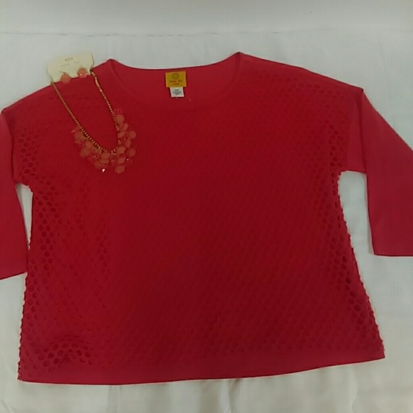 Ruby Rd. Coral Net Top Sz. PM - Picture 1 of 3