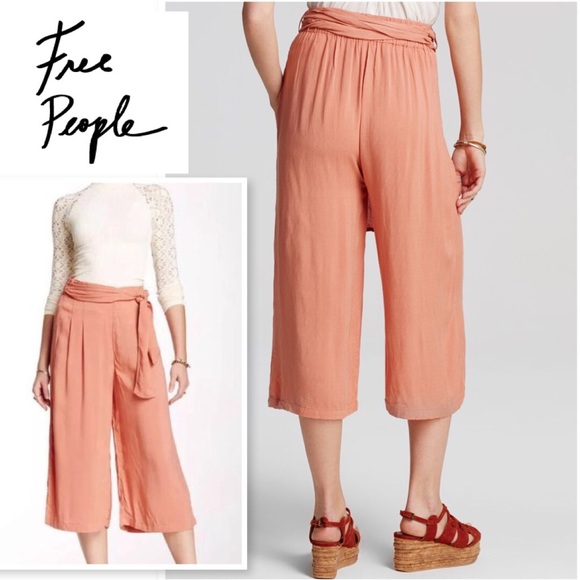 NWT FREE PEOPLE HIGH RISE CULOTTES WITH BELT - Picture 2 of 2