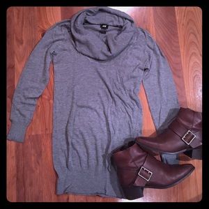 Grey Cowl neck long sweater
