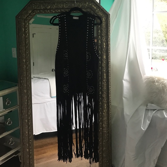 Free People studded/fringe vest overlay