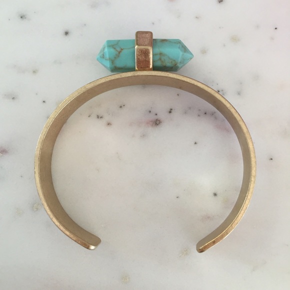 "Sage" Bracelet || Turquoise Marble & Gold Cuff - Picture 4 of 7