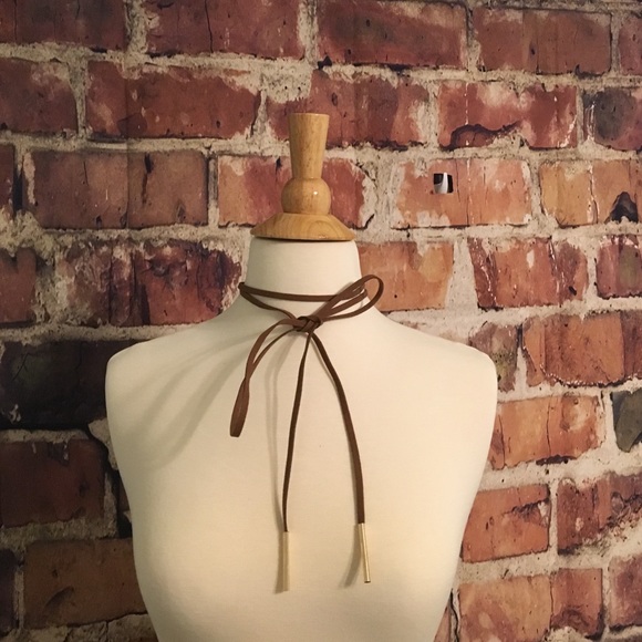 πHOST PICKπ Brown Suede Tie Choker - Picture 4 of 4