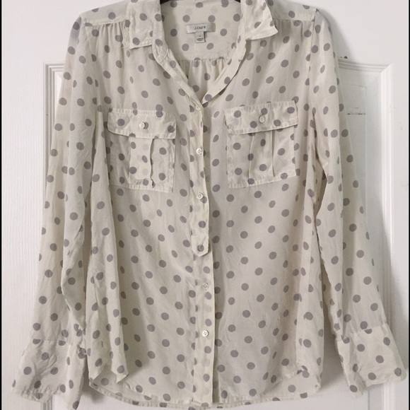 J. Crew Polka Dot Silk Blouse