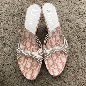 Christian Dior pink logo wedges