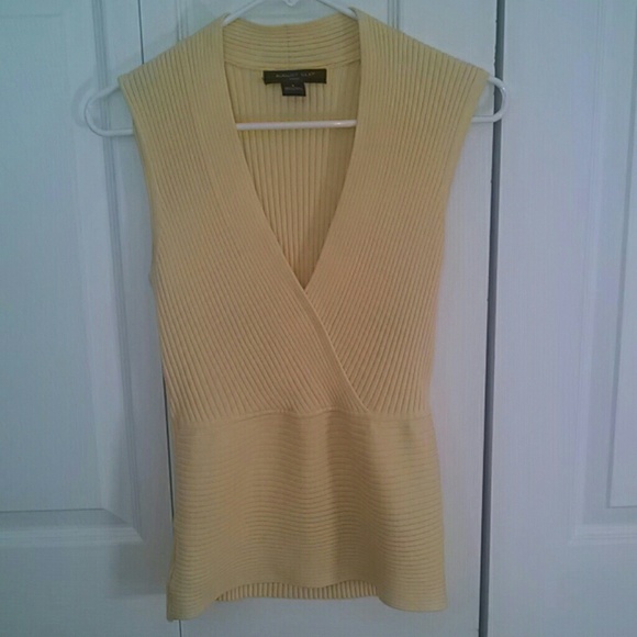 August Silk yellow ribbed knit sleeveless top