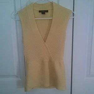 August Silk yellow ribbed knit sleeveless top