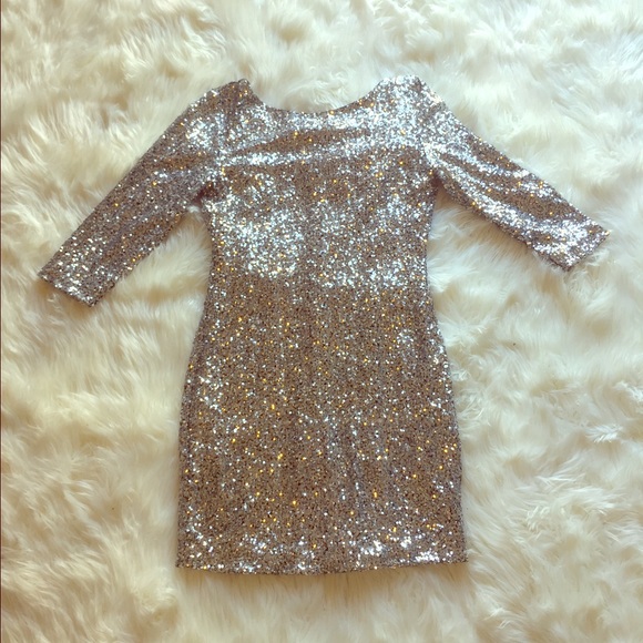 Gianni Bini Silver Sequin Glam Mini Dress