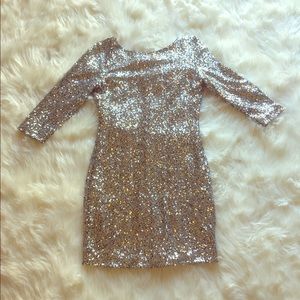 Gianni Bini Silver Sequin Glam Mini Dress