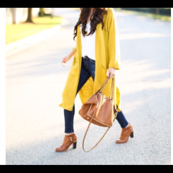 Mustard Chic Knitted Longline Cardigan