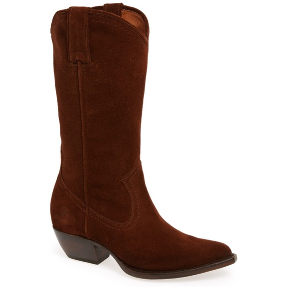 Frye Sacha Cowboy Boot (Brown Oiled Suede)