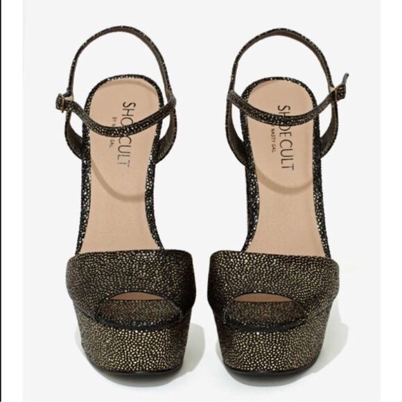 Nasty Gal Metallic Gold/Bronze Platform Heels