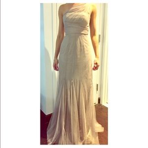 Monique Lhuillier One Shoulder Gown in Mink
