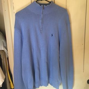 Light blue polo quarter zip