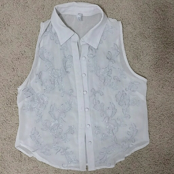 Embroidered sleeveless blouse