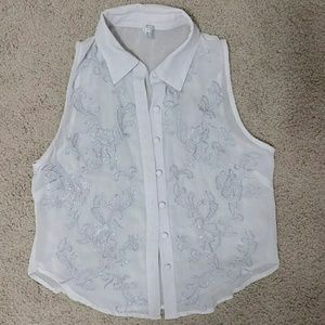 Embroidered sleeveless blouse