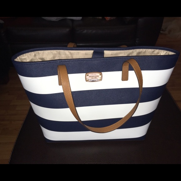 NWT- Michael Kors navy blue & white striped