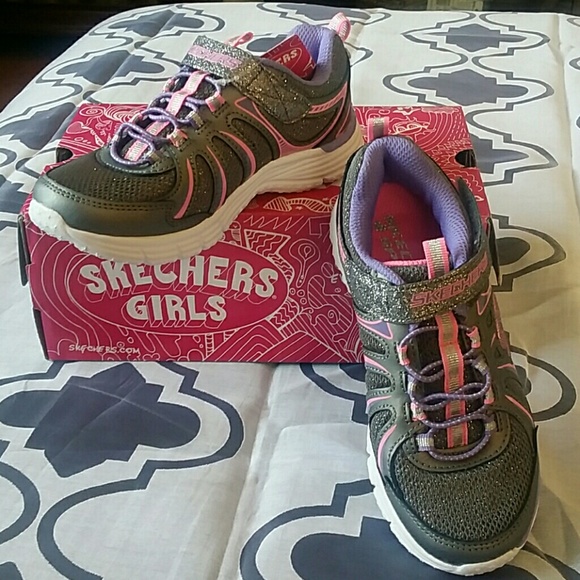 Skechers Girls - Gunmetal/Multicolor (Sz 13)
