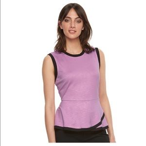NWT ELLE Women's Lilac Peplum Top Large Kohl's