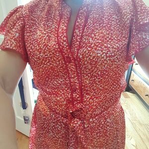 Red and white blouse