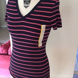 Brand new with tags navy and pink striped t shirt