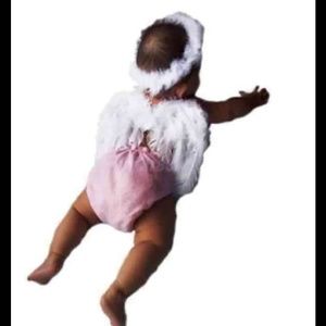 New white wings and halo baby photo prop outfit