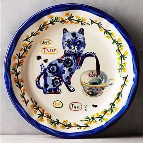 Anthropologie Other Anthropologie Nathalie Lete Cat Teapot Plate Nib Poshmark