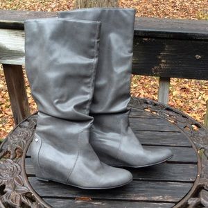 Price drop!  Kohl's Grey Wedge Heel Boots