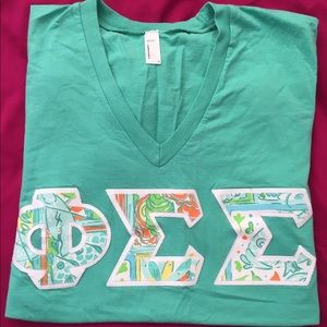 American Apparel Phi Sigma Sigma Vneck Turquoise