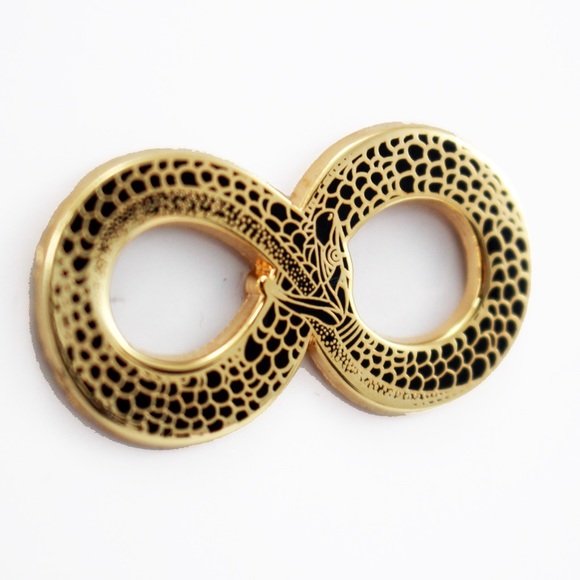 Ouroboros Enamel Pin – Occult Black & Gold Pin - Picture 2 of 2