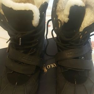 Boys black Ralph Lauren Polo boots w/ fur