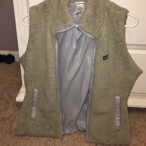 Patagonia tan/brown fuzzy vest.