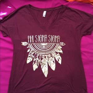 Phi Sigma Sigma Cute Maroon Vneck