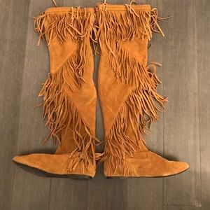 Sam Edelman Suede Fringe Over the Knee Boots
