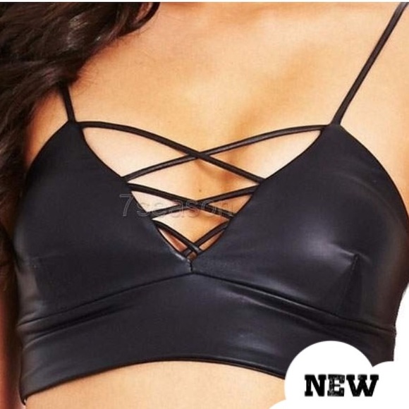 Black pleather bralette