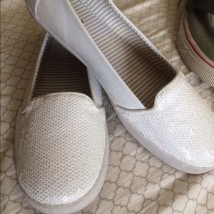 White Flats with sequins
