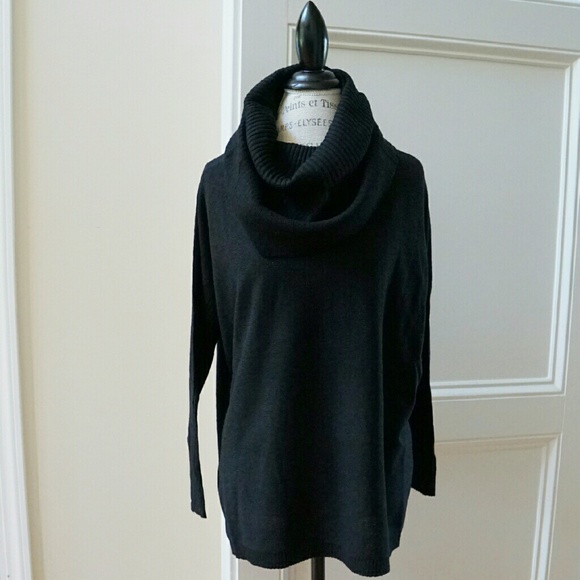 Slouchy fit wool blend cowl neck sweater black - Picture 2 of 4