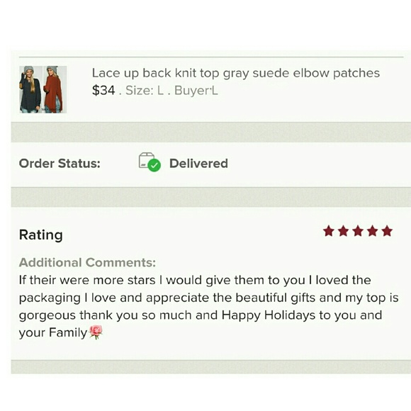 Lace up back knit  top gray suede elbow patches - Picture 4 of 4