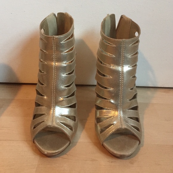 Gold high heels