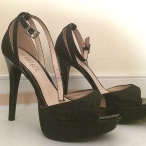 Black Shimmer Platform Heels