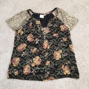 Anthropologie lace golden rose top