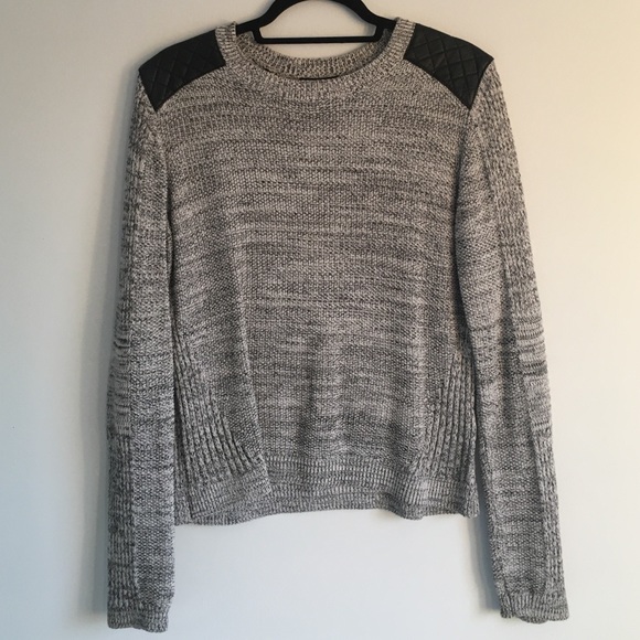 H&M leather shoulder padded sweater