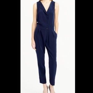 NEW J Crew Navy Blue Silk Trench Jumpsuit