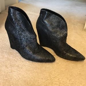 Shimmery Nine West wedge heel ankle boots