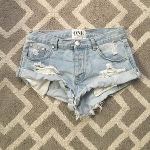 one teaspoon light wash denim bandits
